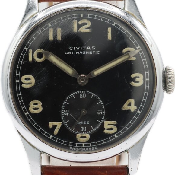 Vintage 33mm Civitas Military Men's Mechanical Wristwatch 10 1/2C Swiss Steel